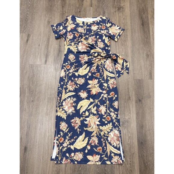 Sezane Pippa Dress Large Floral Maxi Organic Cotton Blue Never Ending Summer - Picture 2 of 15